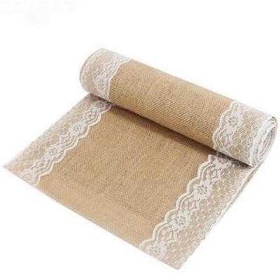 Chemin de table de mariage toile de jute et dentel location valais mariage