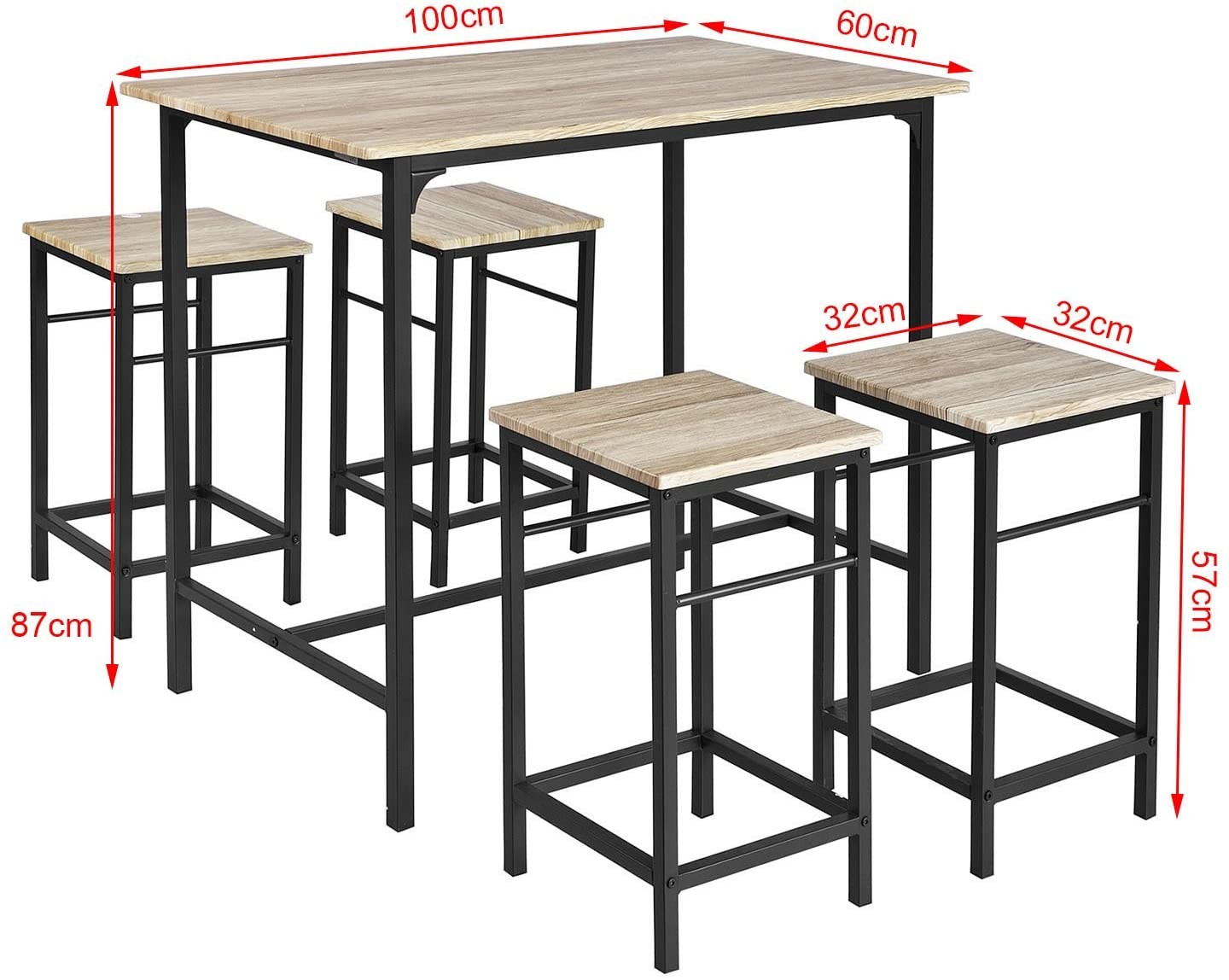 Table indus 4 tabouret dimensions