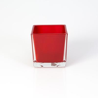Vase bougeoir carre rouge loacation valais